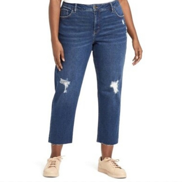 New Ava & Viv Mid-Rise Straight Crop Jeans Size 26W - Picture 1 of 5